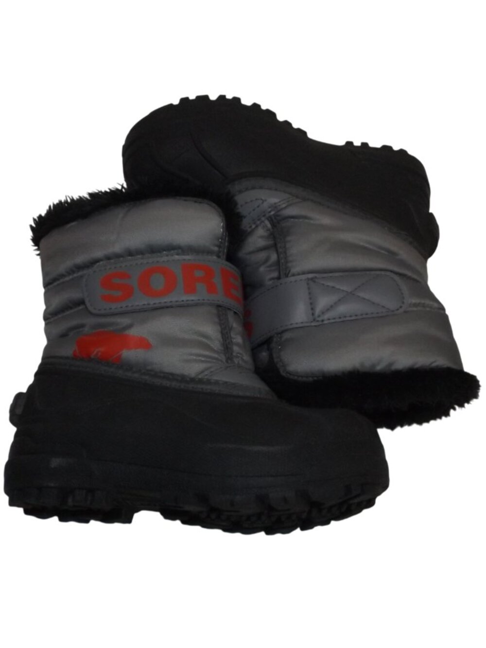 SOREL Kids Boots, 12, Black/Gray, Hook/Loop Closure, Faux Fur, NC1960